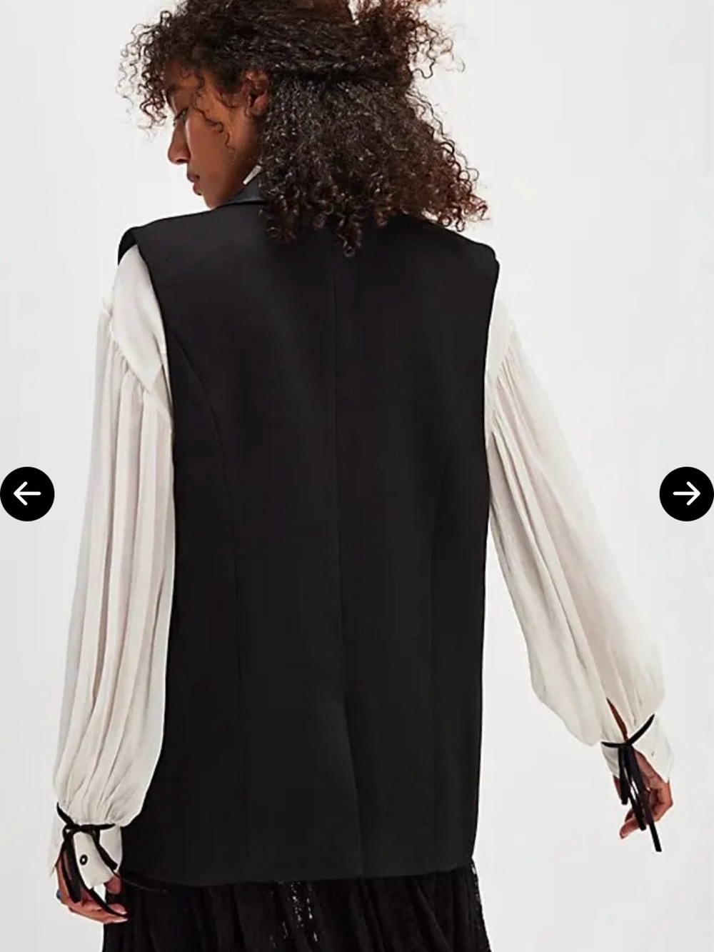Free People Sleeveless Black Tailored Tuxedo Vest - Picture 2 of 6
